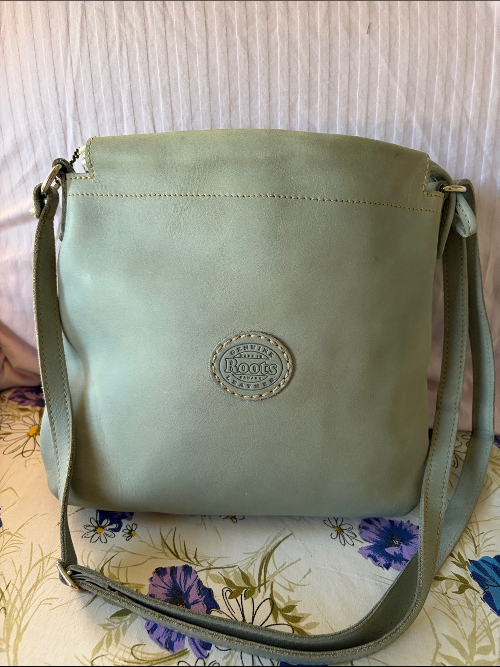 Roots Mint Green Leather Crossbody Bag - Picture 2 of 14